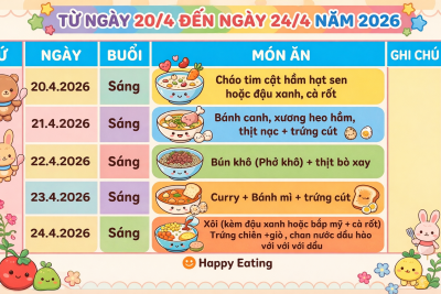 THỰC ĐƠN TUẦN 3 THÁNG 4