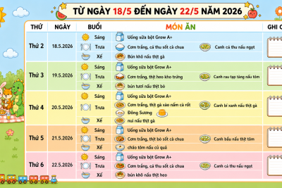 thực đơn tuần 3 tháng 5 năm 2026